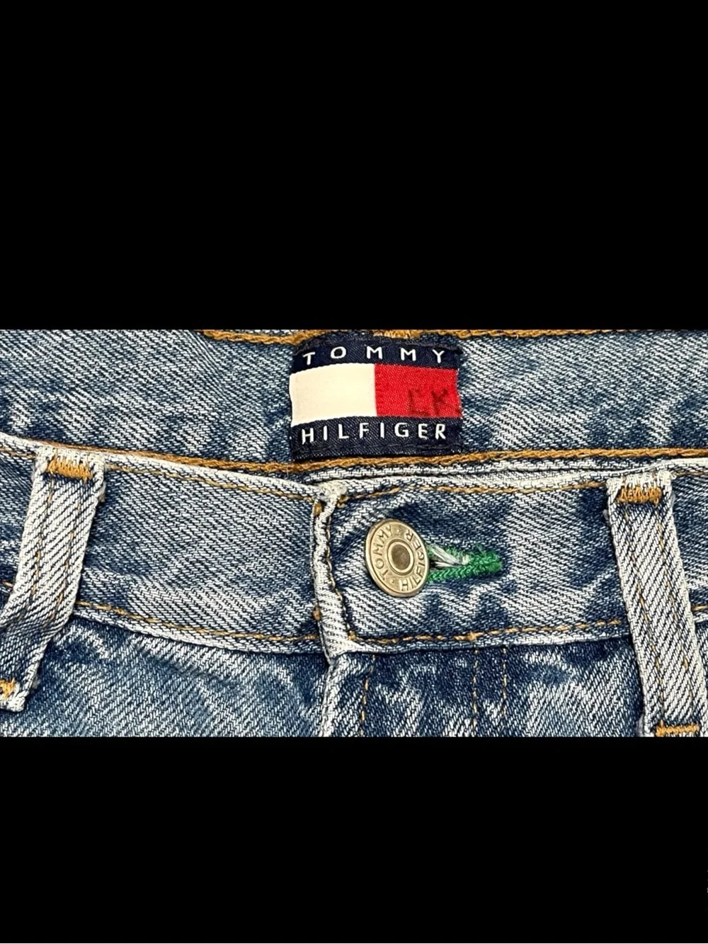 Vintage Tommy Hilfiger High Waist Medium Blue Wash Denim Jean Shorts Size 12